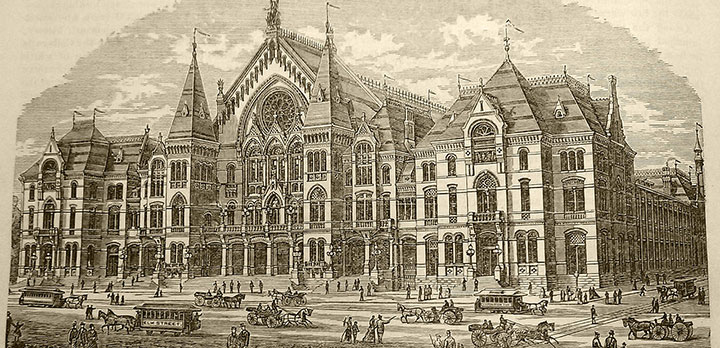 Historic rendering of Music Hall 